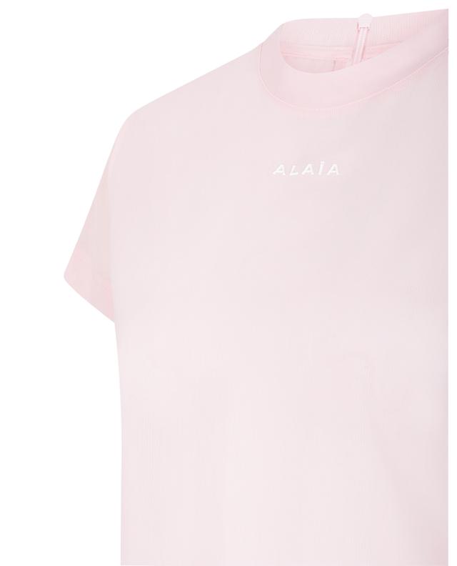 Logo printed stretch tulle T-shirt ALAIA