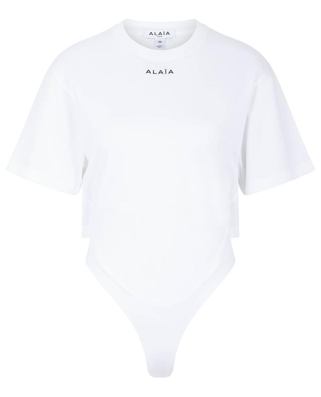 Jersey-T-Shirt mit Logostickerei Fluid Body ALAIA