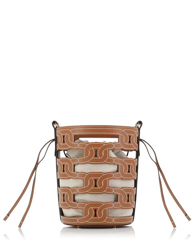Kate bucket bag in topstitched leather and canvas TOD&#039;S
