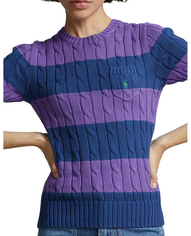 Striped cable-knit cotton short-sleeve jumper POLO RALPH LAUREN