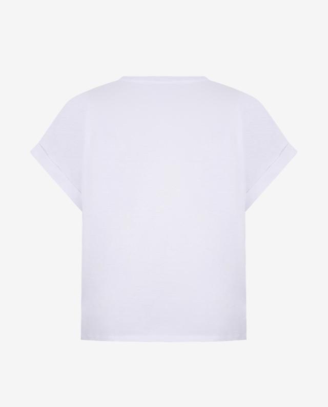 T-Shirt mit kurzen Ärmeln aus Baumwolle mit Strasslogo TWINSET