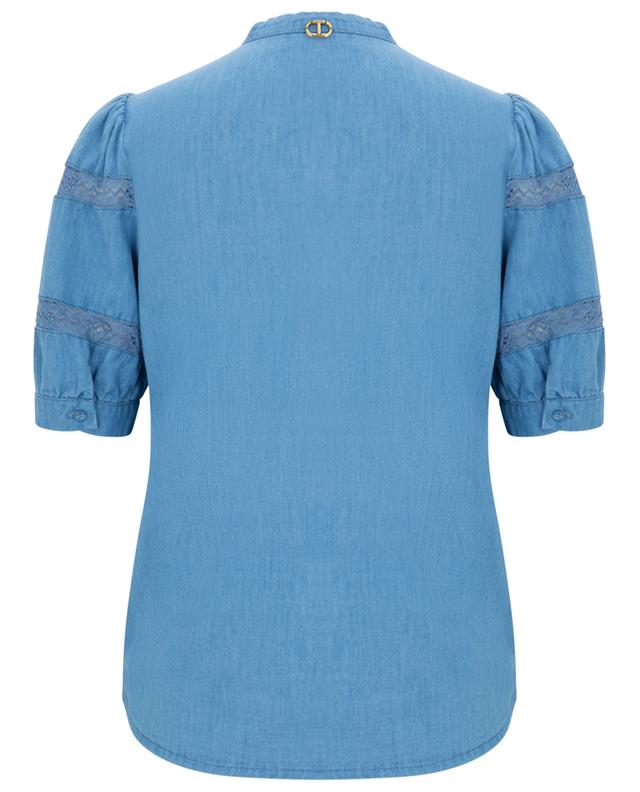 Chambray short-sleeved lace adorned blouse TWINSET