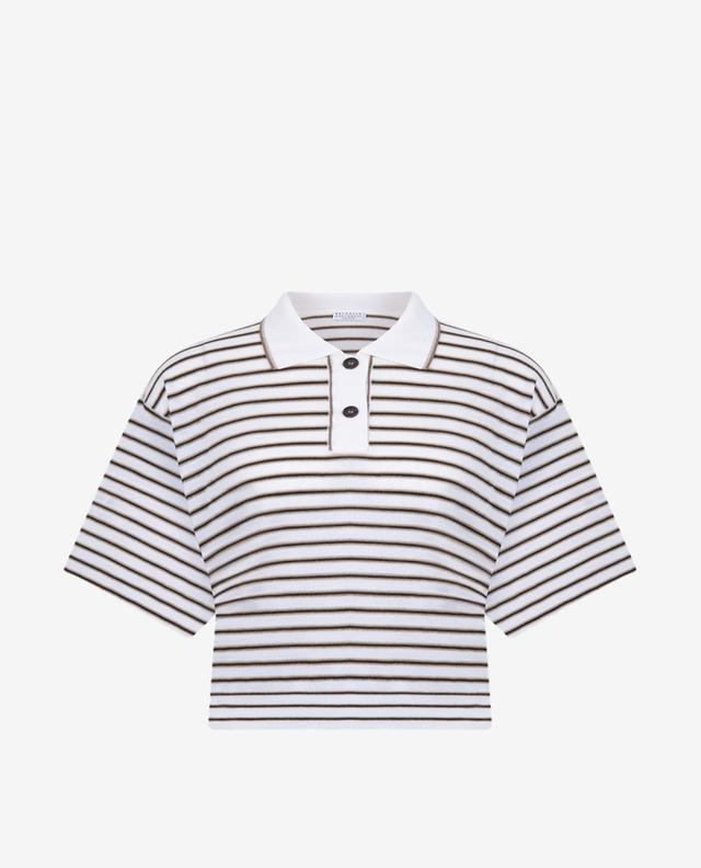 Sparkling Stripe wool and cashmere knit polo shirt BRUNELLO CUCINELLI