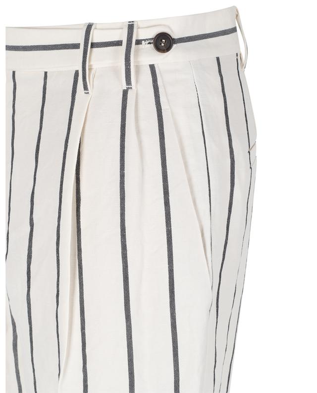 Striped cotton and linen trousers with waistband tucks BRUNELLO CUCINELLI