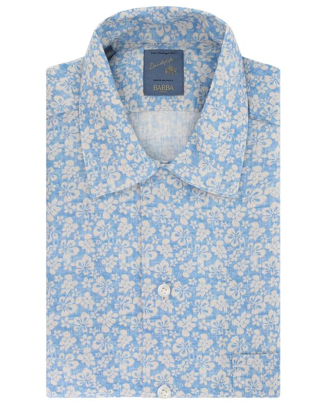 Dandylife hibiscus print linen short-sleeved shirt BARBA