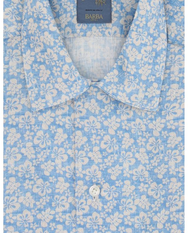 Chemise à manches courtes en lin imprimée fleurs d&#039;hibiscus Dandylife BARBA