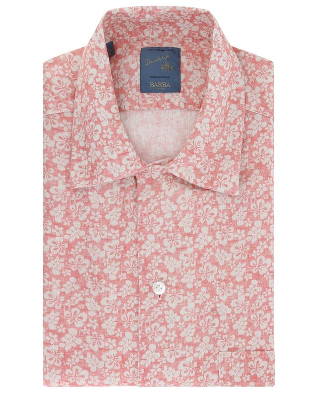 Chemise à manches courtes en lin imprimée fleurs d&#039;hibiscus Dandylife BARBA
