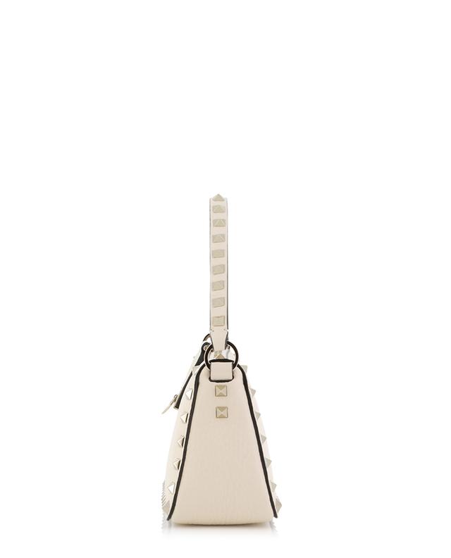 Handtasche aus genarbtem Leder mit Zip Rockstud Small VALENTINO GARAVANI