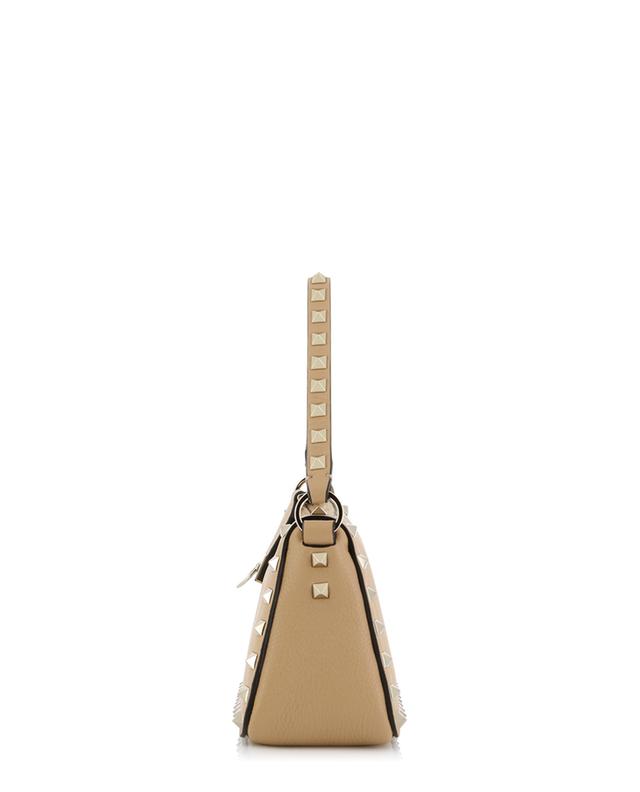 Handtasche aus genarbtem Leder mit Zip Rockstud Small VALENTINO GARAVANI