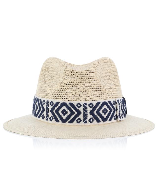 Panama straw hat with embroidered ribbon BORSALINO