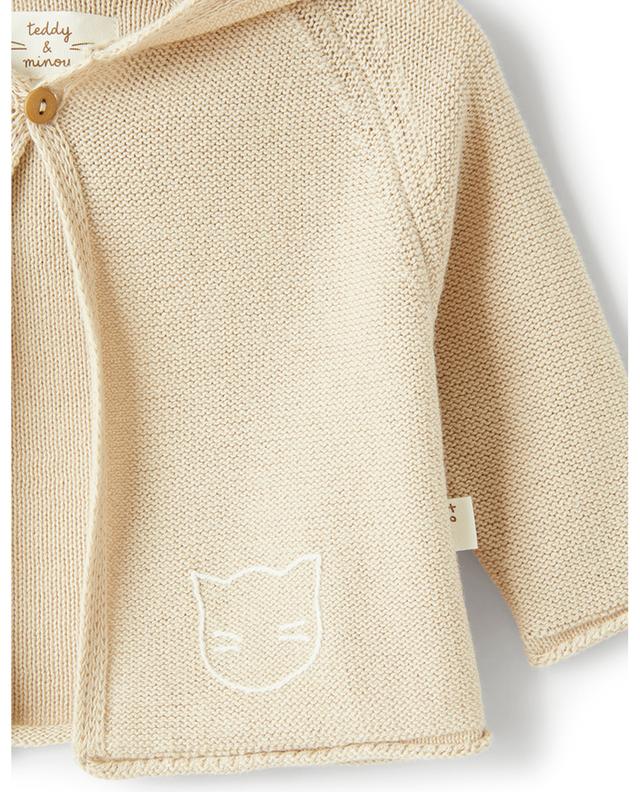 Cat embroidered hooded baby cardigan TEDDY &amp; MINOU