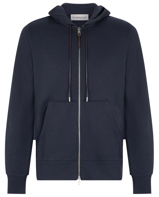 Leather detail adorned full-zip hooded sweatshirt MONCLER