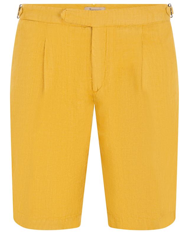 Linen Bermuda shorts with waistband tucks B SETTECENTO