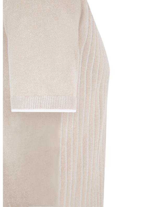 Kurzarm-Strick-Polohemd aus Leinen und Baumwolle mit Streifen Twist FEDELI