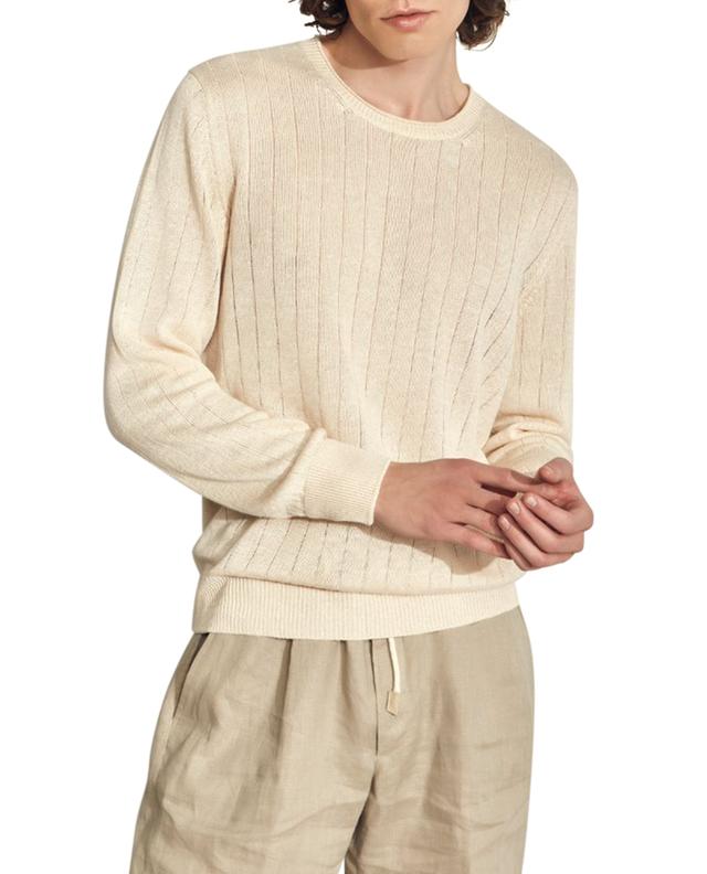 Pullover mit Rundhalsausschnitt aus Leinen und Baumwolle mit Lochmotiv GRAN SASSO