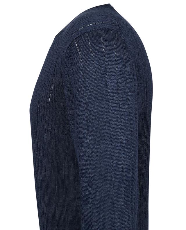 Linen and cotton round-neck jumper with openwork pattern GRAN SASSO