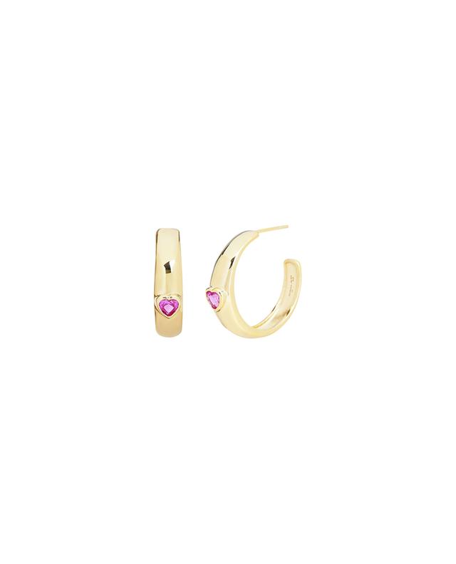 Dolce gold-tone hoop earrings with pink heart - 25 mm AVINAS