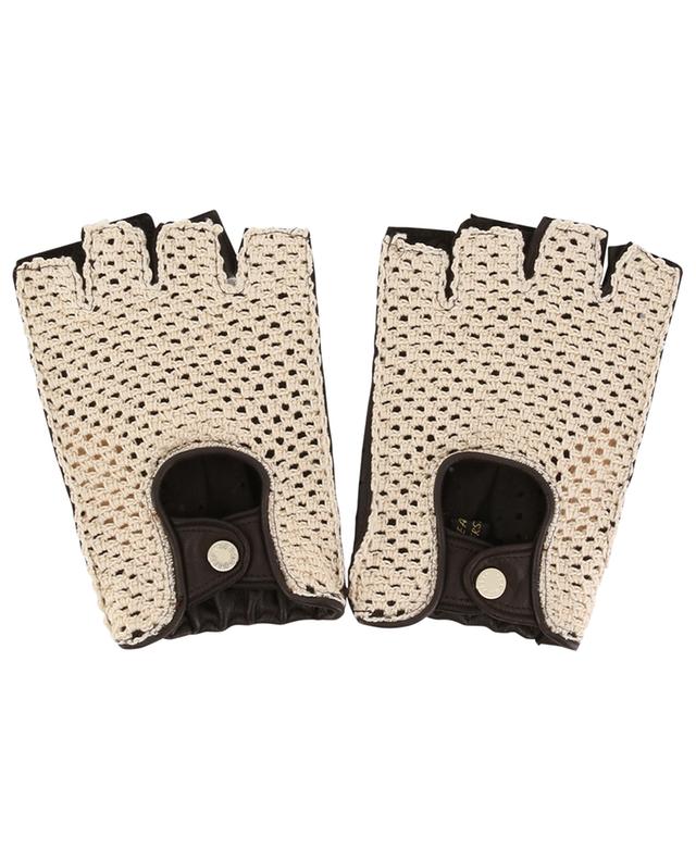 Zweifarbige fingerlose Handschuhe aus Hirschleder PIERO RESTELLI