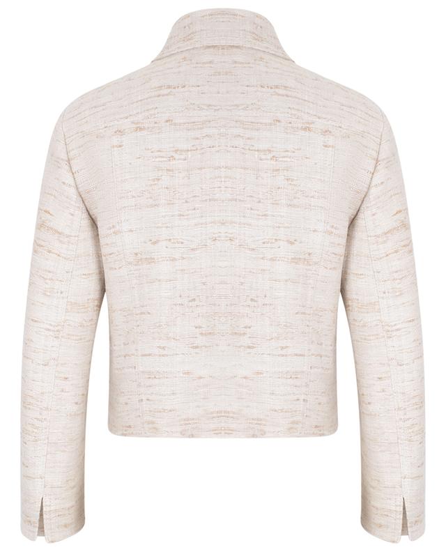 Linen-effect silk biker fit suit jacket AKRIS PUNTO