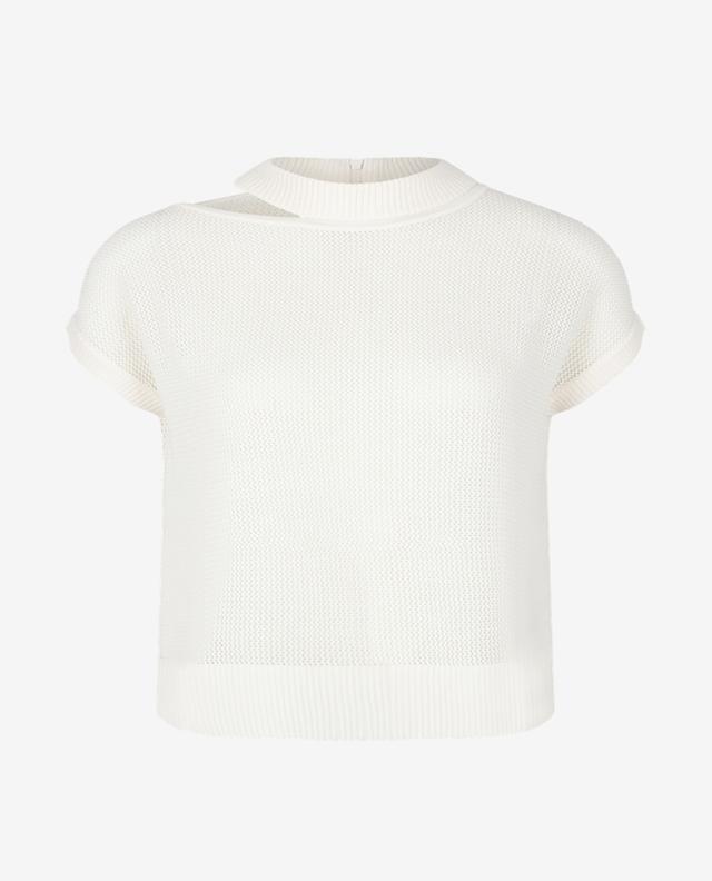 Sleeveless mesh knit boxy jumper with cut-out AKRIS PUNTO