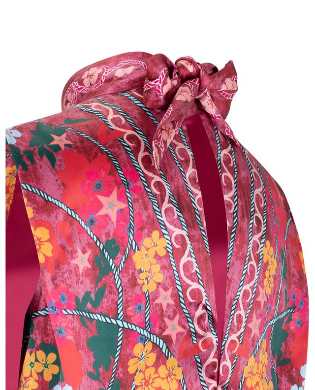 Fleur Hibiscus Flourish sleeveless silk satin midi dress SALONI