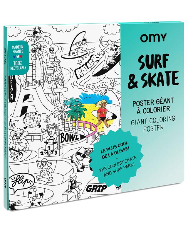 Riesenposter zum Ausmalen Surf &amp; Skate OMY