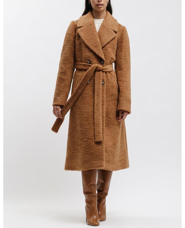 Shearling effect double-breasted belted coat LEO ZURICH