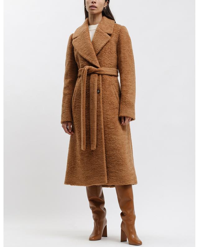 Shearling effect double-breasted belted coat LEO ZURICH