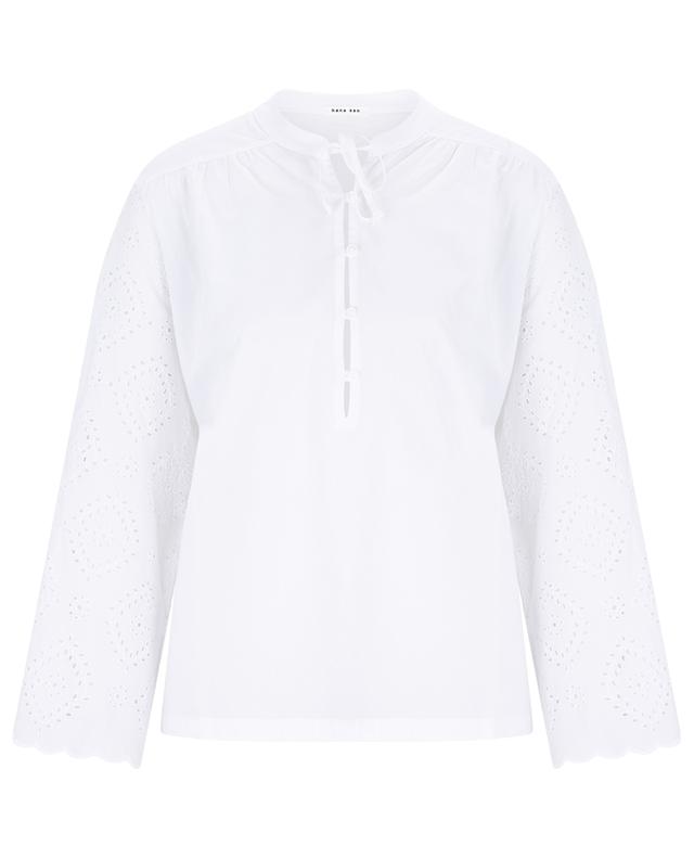 Selena cotton long-sleeved blouse with openwork embroidery HANA SAN
