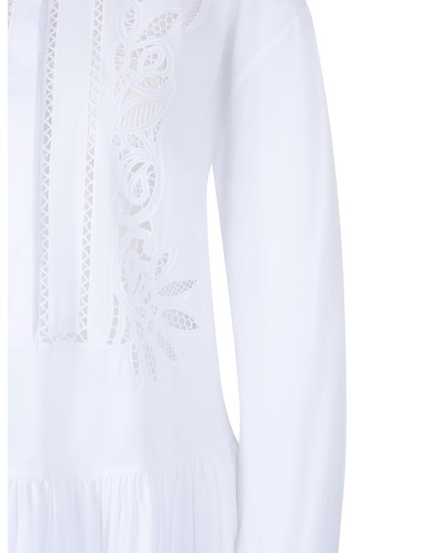 Openwork embroidered midi tiered flounced shirt dress ERMANNO SCERVINO