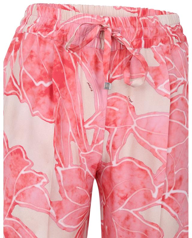 Pantalon à pinces en soie imprimé fleurs de lys KITON