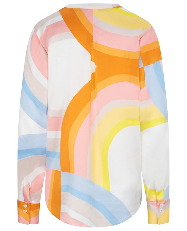 Geometric print adorned silk long-sleeved blouse HERZEN&#039;S ANGELEHEIT