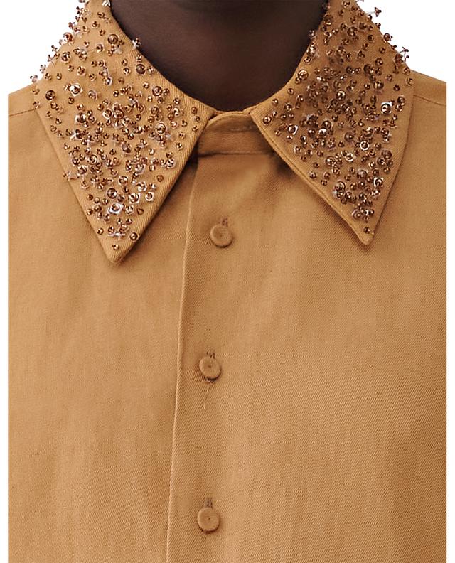 Sleeveless linen boxy shirt with embroidered collar FABIANA FILIPPI