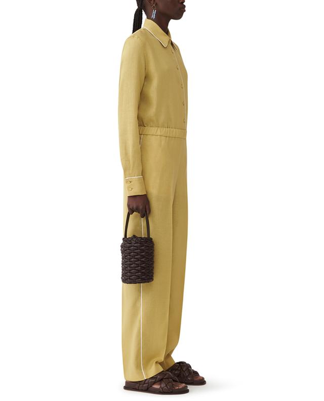 Cropped straight-leg linen trousers with piping FABIANA FILIPPI