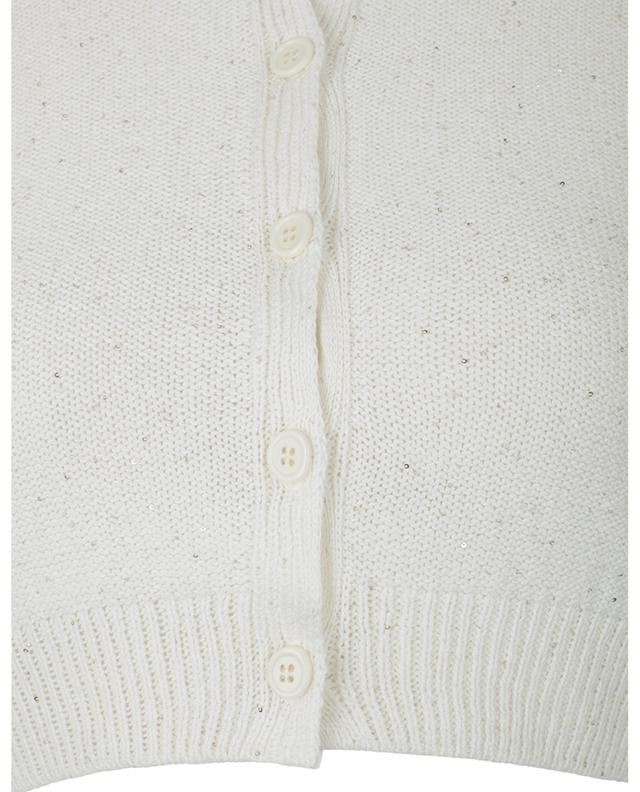 Sequin adorned cropped cotton and linen cardigan FABIANA FILIPPI