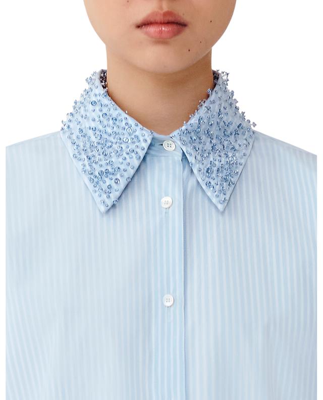 Gestreiftes Popeline-Hemd mit Perlen- und Pailletten-besticktem Hemdkragen FABIANA FILIPPI