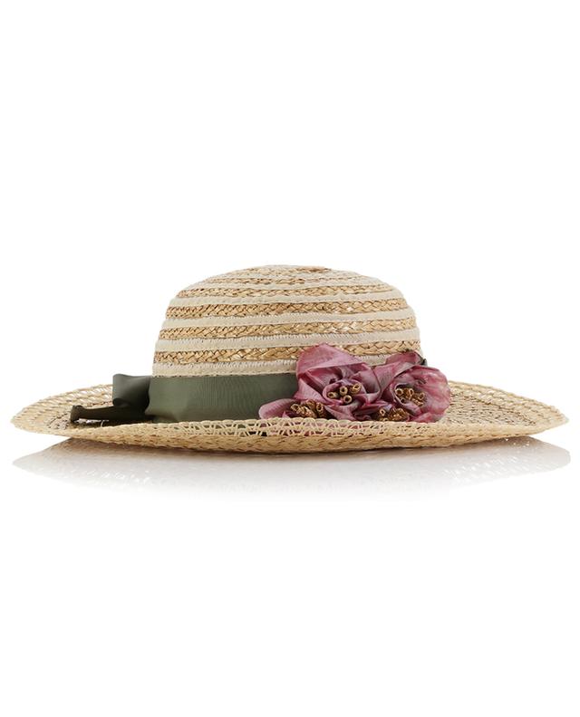 Chapeau en fibres de paille et coton orné de fleurs GREVI