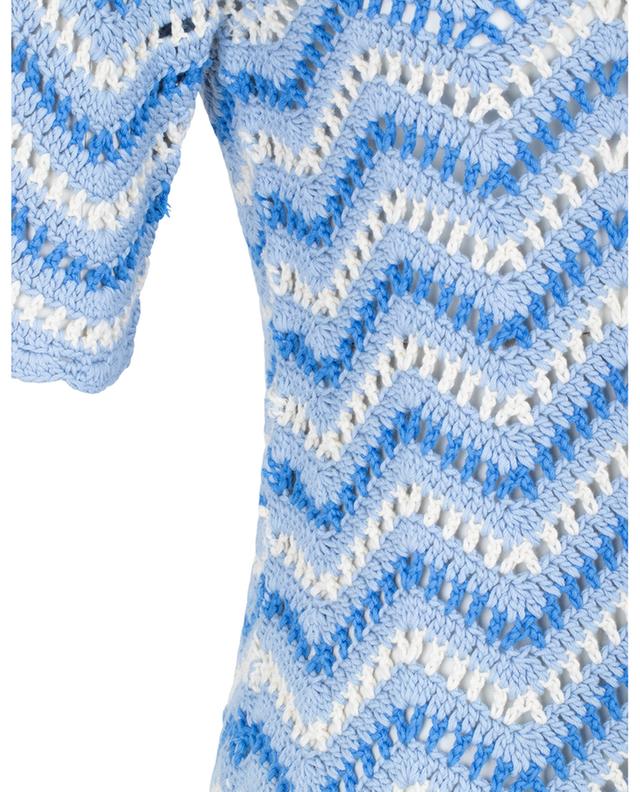 Openwork wave adorned crochet organic cotton mini dress GANNI