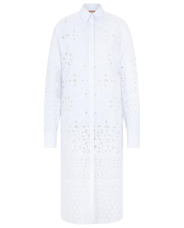 Openwork-embroidered midi loose-fit shirt dress in cotton ERMANNO SCERVINO LIFE