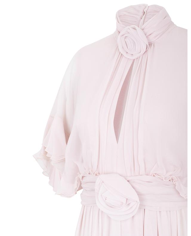 Robe cape maxi en georgette de soie détail rose GIAMBATTISTA VALLI