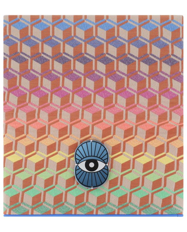 Amara Rainbow geometric pattern and eye adorned clutch KOKU CONCEPT