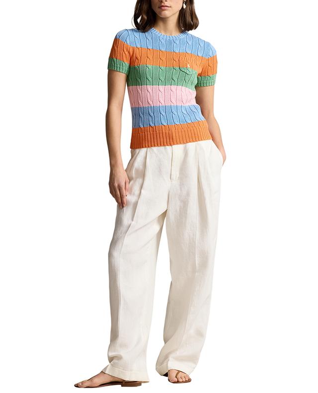 Pony short-sleeved striped cable-knit jumper POLO RALPH LAUREN