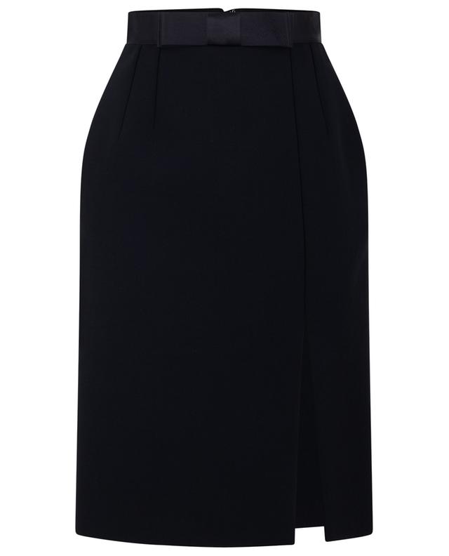Satin-waist-adorned wool blend sheath skirt DOLCE &amp; GABBANA