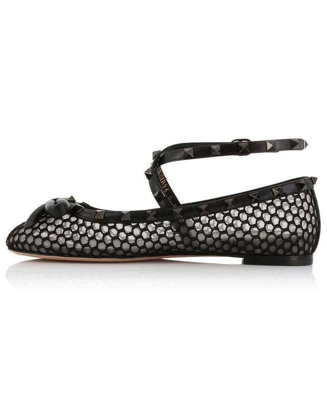 Rockstud mesh and leather ballet flats with ankle straps VALENTINO GARAVANI