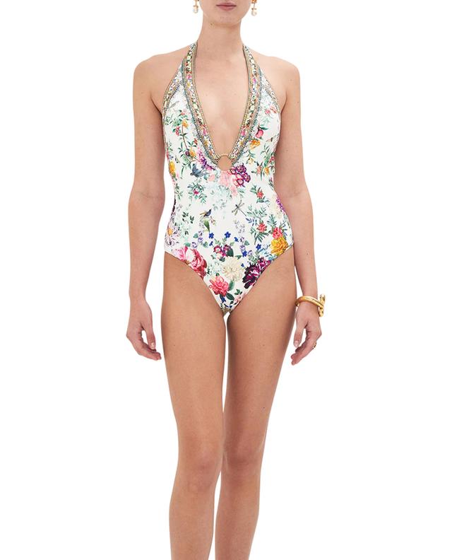 Plumes and Parterres halter-neck swimsuit CAMILLA