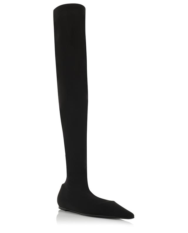Lollo flat jersey stretch and leather thigh-high boots DOLCE &amp; GABBANA