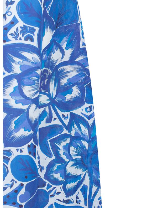 Blue Tile Dream cropped wide-leg cotton voile trousers FARM RIO