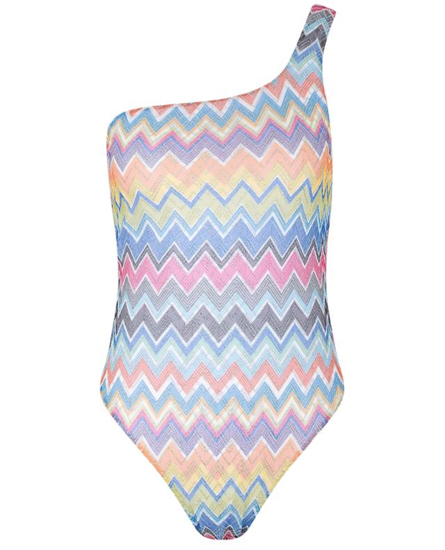Glittering zigzag knit one-shoulder swimsuit MISSONI