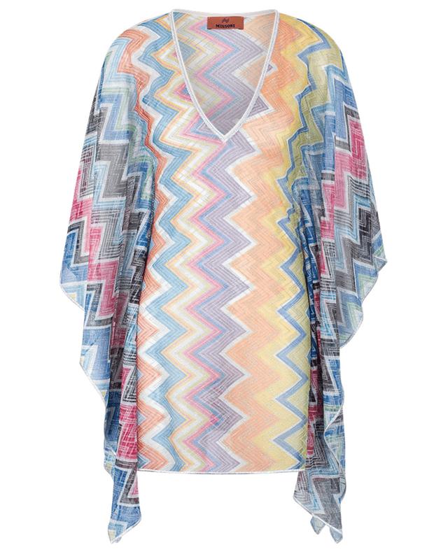 Zigzag patterned knit short beach caftan with Lurex detailing MISSONI