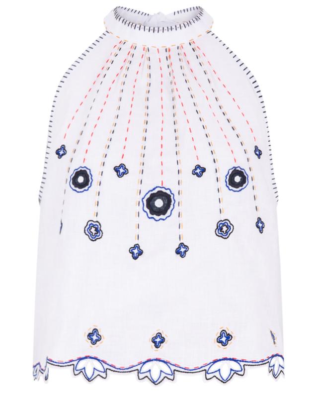 Check Mate sleeveless embroidered linen top MY SLEEPING GYPSY